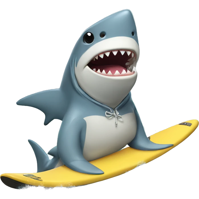 Shark wearing a hoodie and on a surf board emoji