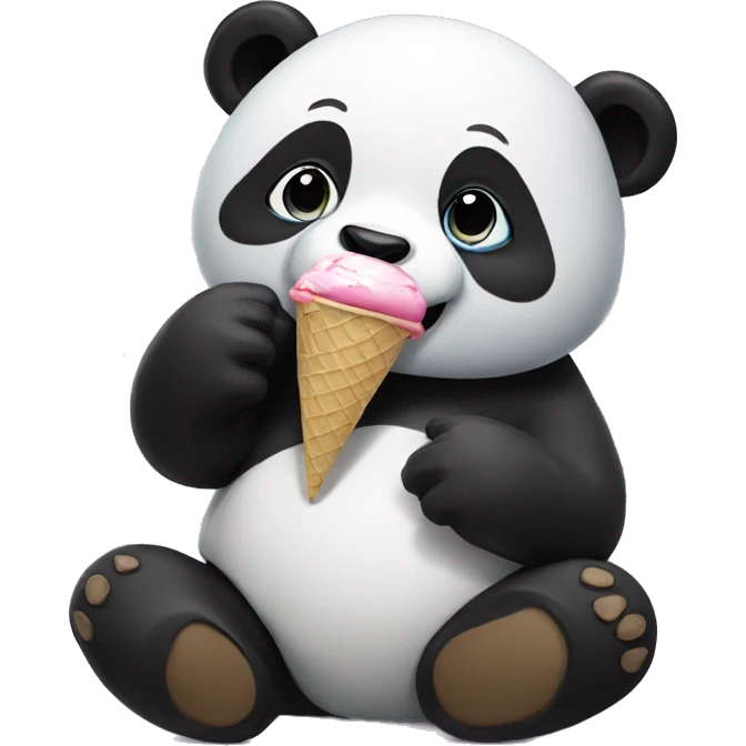 Panda eating ice cream emoji