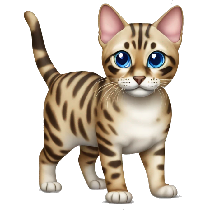 Seal Bengal cat with Blue eyes standing emoji