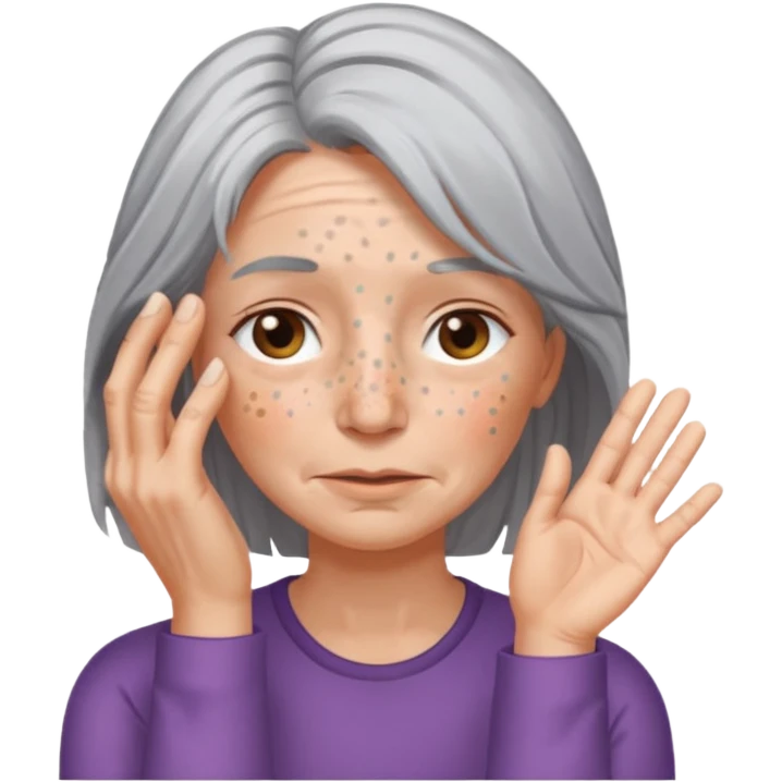 woman with gray hair and 1 palm of hand covering face emoji