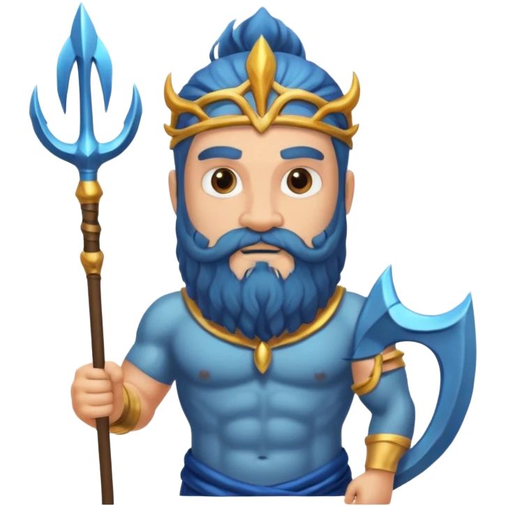 An emoji of the Greek god Poseidon. He is a strong, bearded man with a majestic expression, holding a trident. emoji