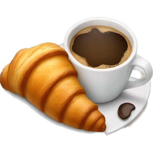 A glass of coffee with a croissant emoji