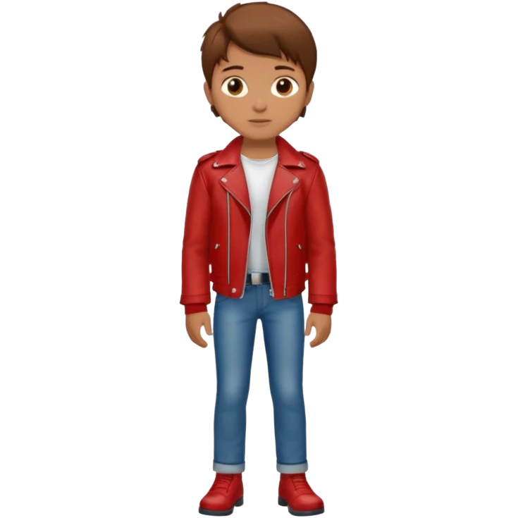 Boy in leather jocket, full body, different color leather jocket, close up emoji