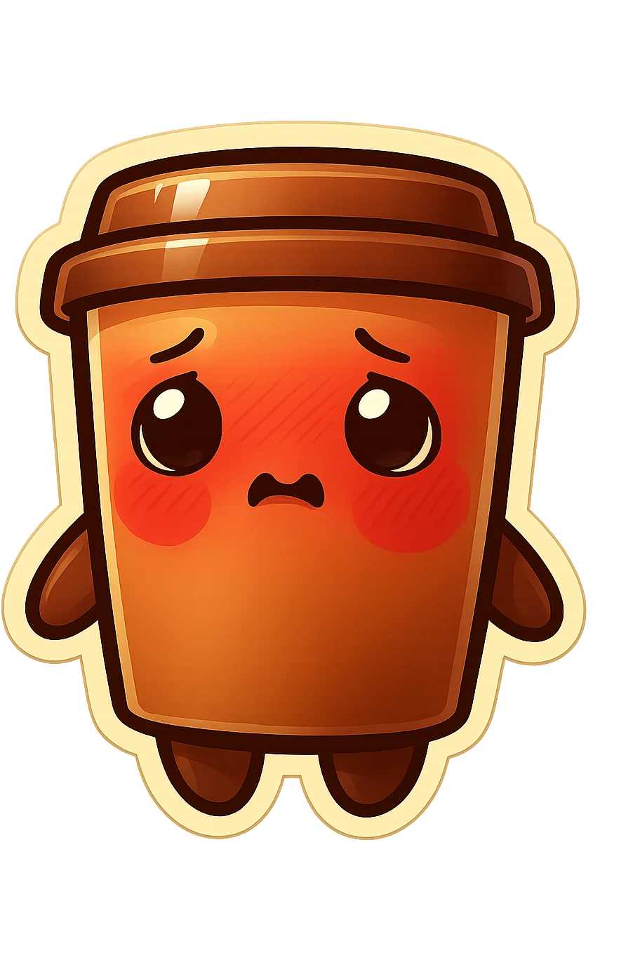 Tall coffee cup, shy, deep blush, dramatic blush emoji