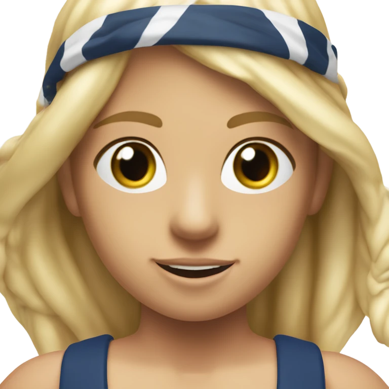 A girl with long blonde hair with wide shoulders wearing a Great Britain rowing swimming suit and has small muscles and add a necklace that has a sea shell pendant on it. She must have a  necklace around the neck and the pendant is on her chest emoji