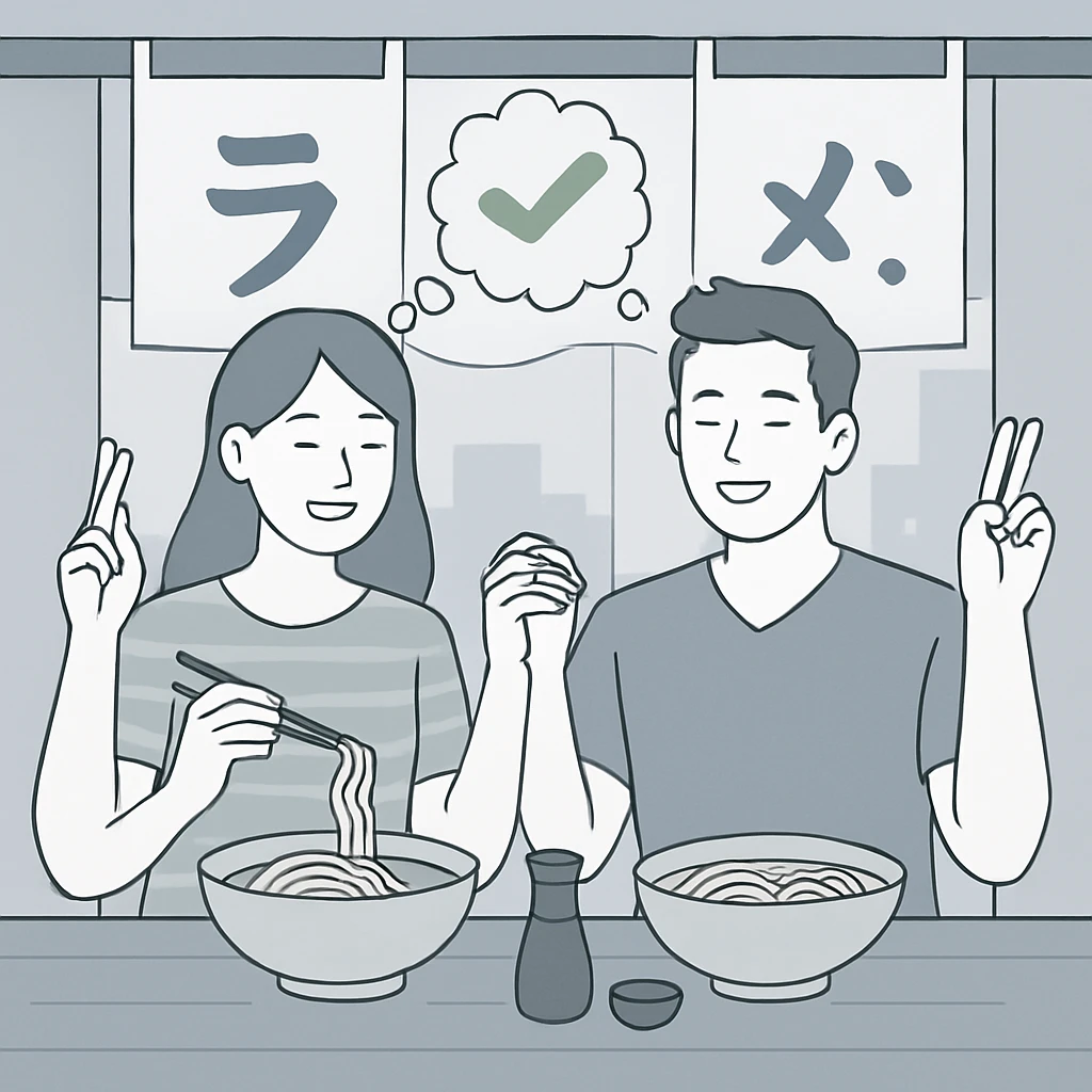 couple dining in Japanese street cafe
 emoji