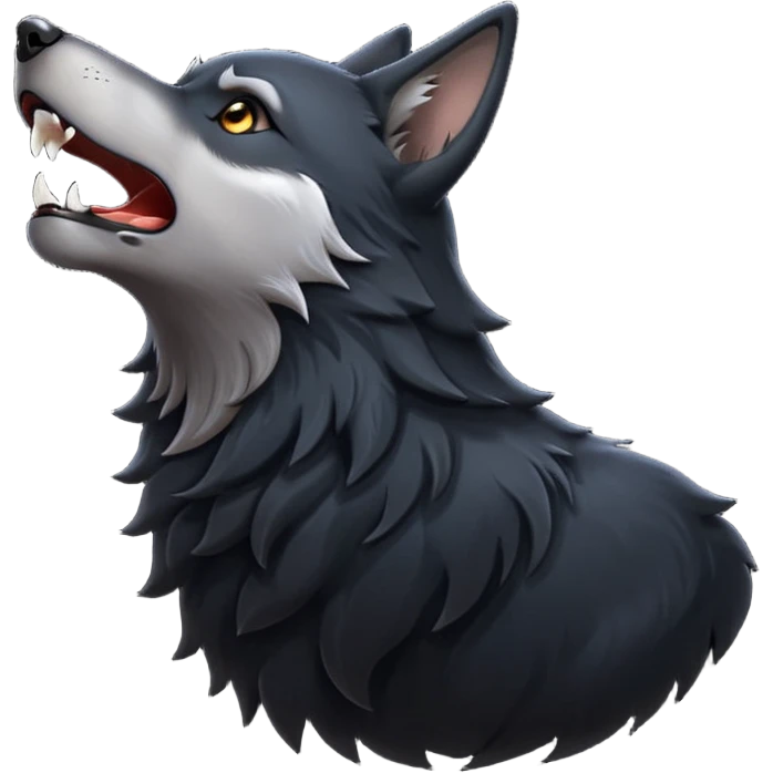 Lobo negro aullando emoji