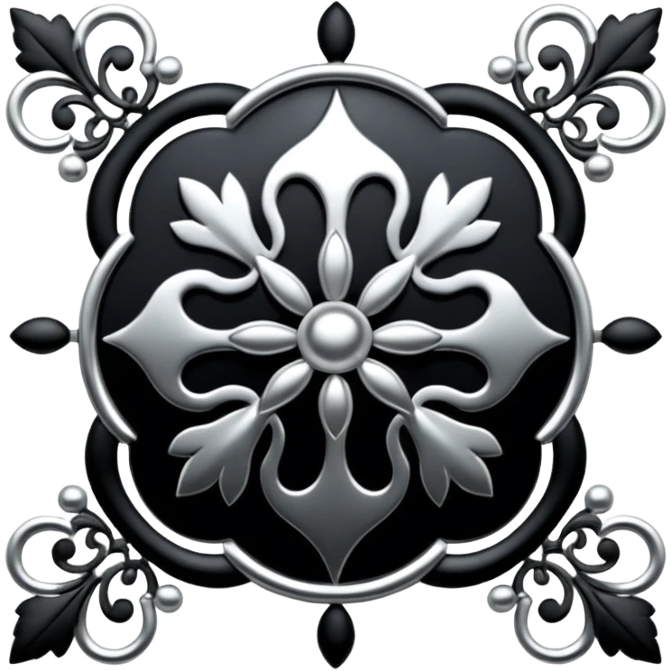 Black and silver filigree design, 3D, extremely detailed design emoji