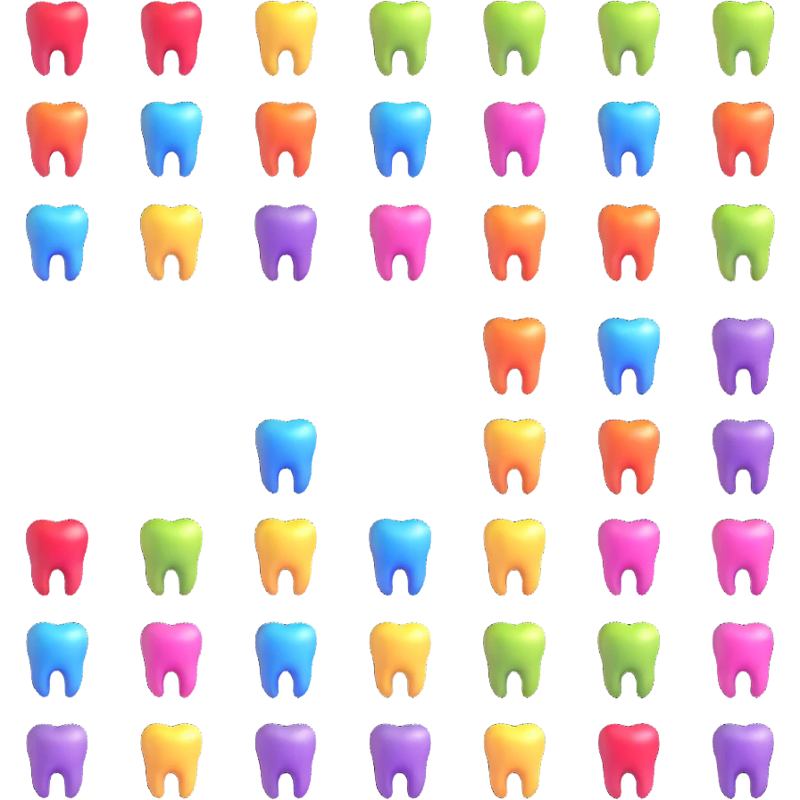 tooth app icons with different bright colors, dental application emoji
