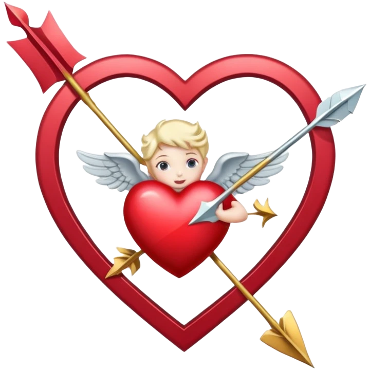 Heart pierced diagonally with an arrow, with cherubs overhead emoji