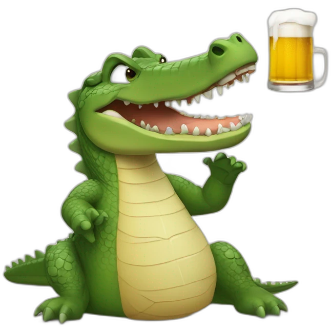 Crocodile qui boit une bière emoji