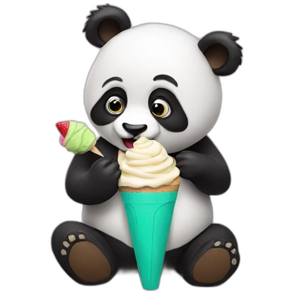 Panda eating ice cream emoji