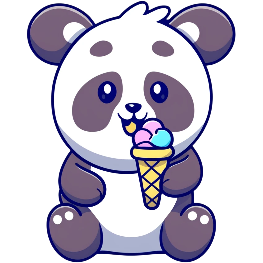 Panda eating ice cream emoji