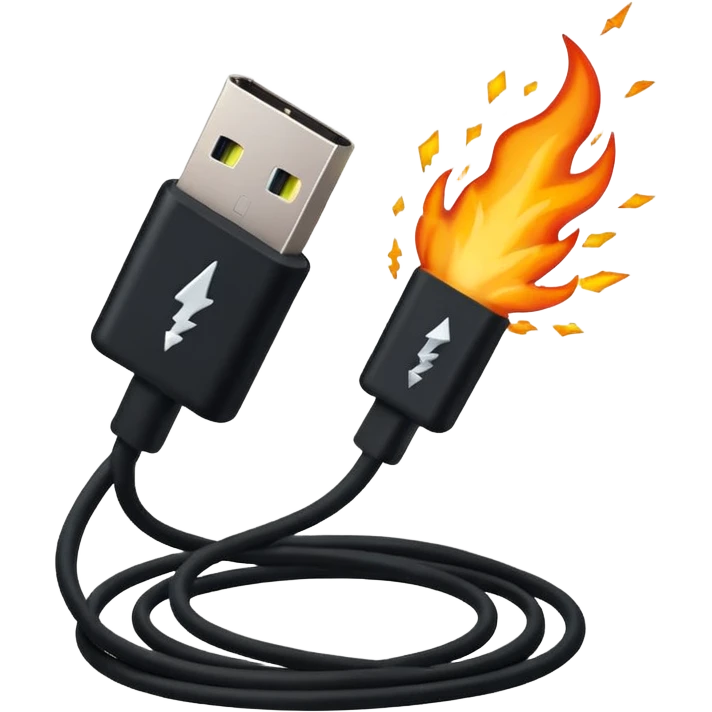 USB-C Cable with Explosion behind emoji