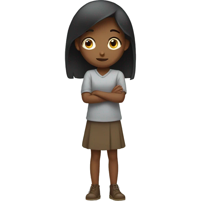 Girl holding back to text emoji