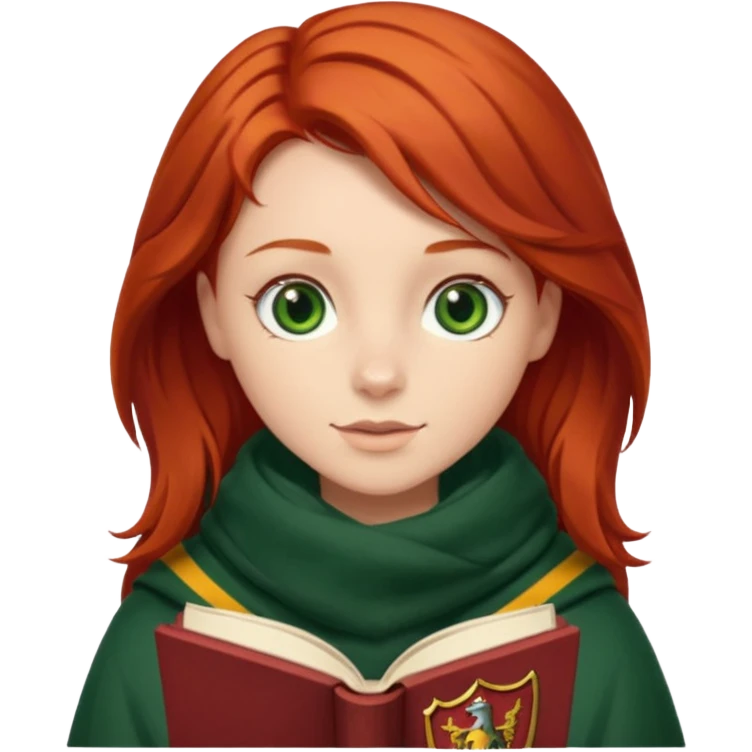 gryffindor Redhead with green eyes reading a book emoji
