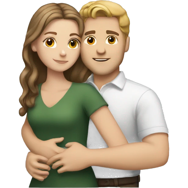 White girl with brown hair hugging white guy with dark blonde hair emoji