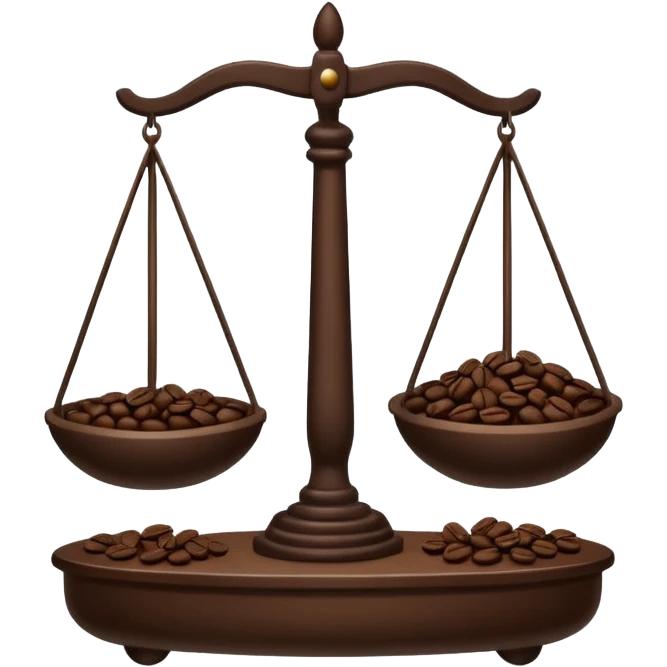 Simple balance scale with coffee on the strong side and sleep on the weak side emoji
