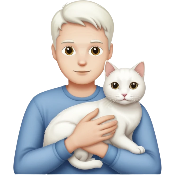 man holding white cat emoji