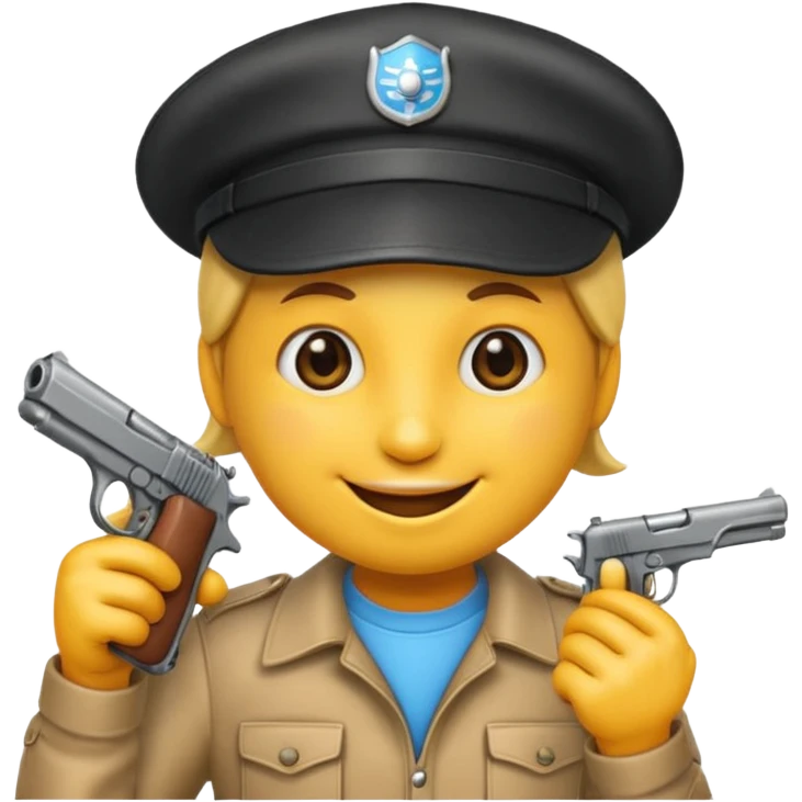 Un emoji con una gorra y una pistola en la mano emoji