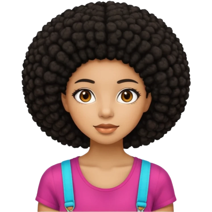 Mixed race emoji girl with brown eyes and black afro hair wearing summer clothes  emoji