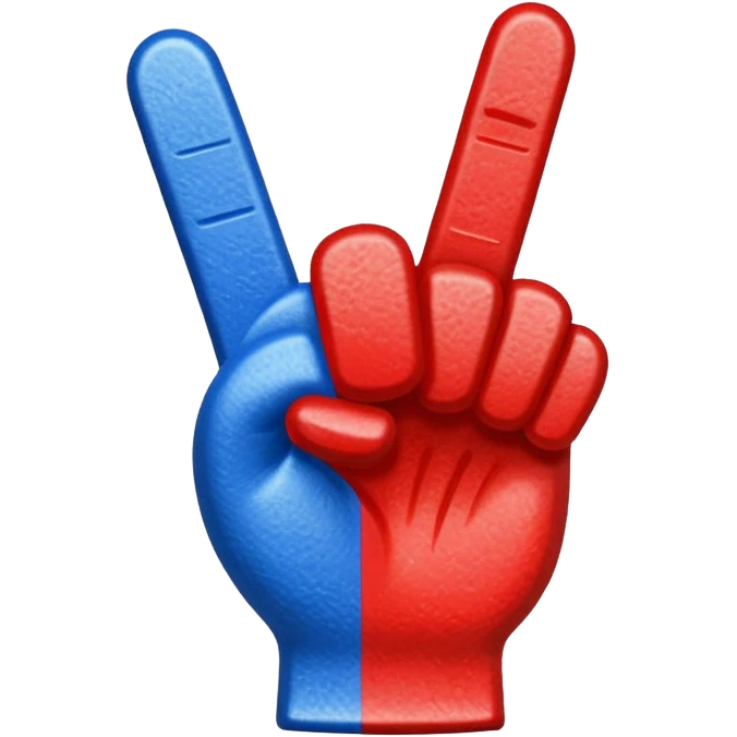 foam finger blue (#00A3E0) and red (#F9423A) emoji