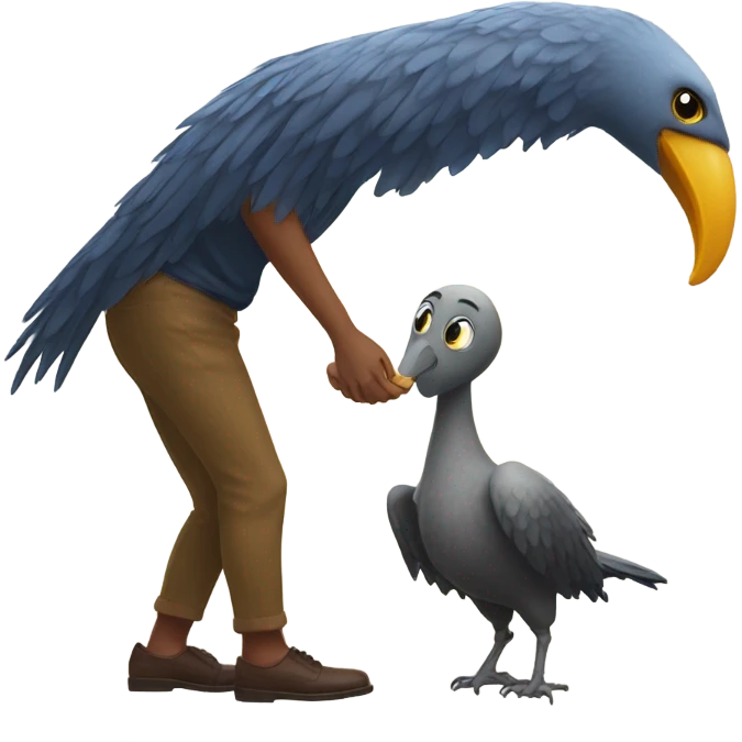 Giant bird picking up girl emoji