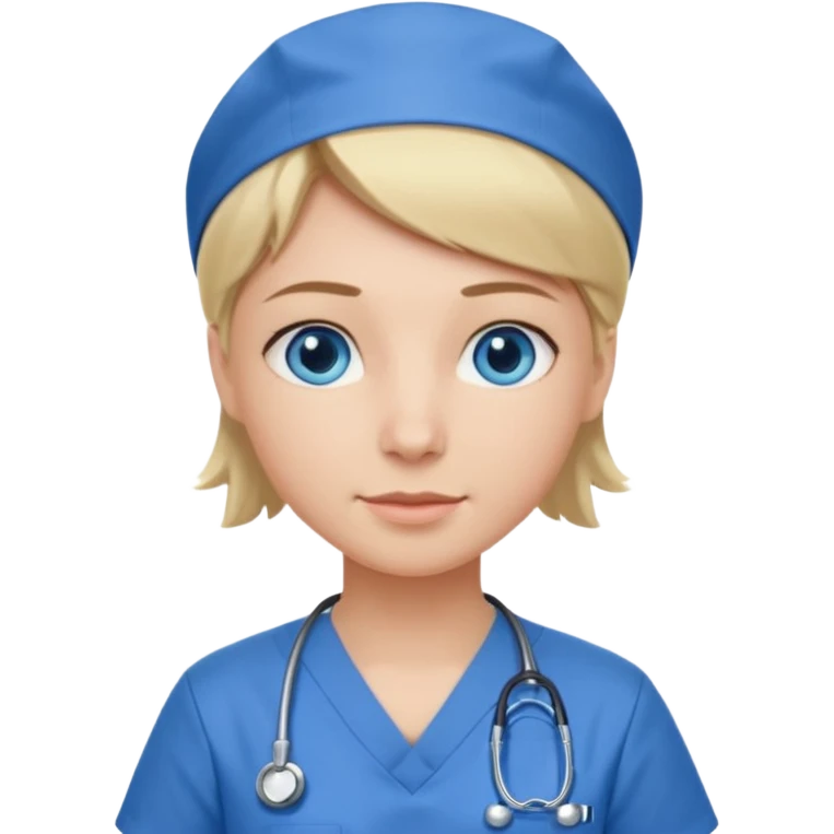 Nurse blue eyes short blond blue scrubs emoji