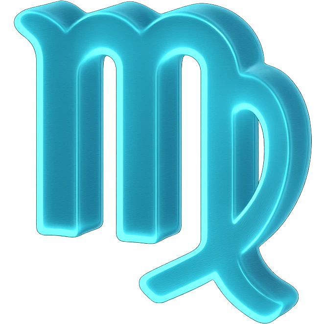 "A minimalistic glowing zodiac symbol ♍, centered on a dark cosmic background, symbol color #00d9ff, clean design, modern and luminous" emoji
