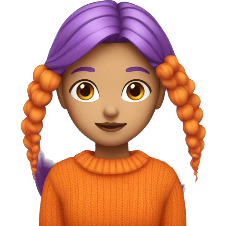 Girl with straight orange hair and a purple sweater emoji