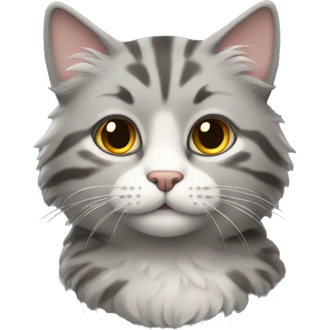 Fluffy gray tabby cat emoji
