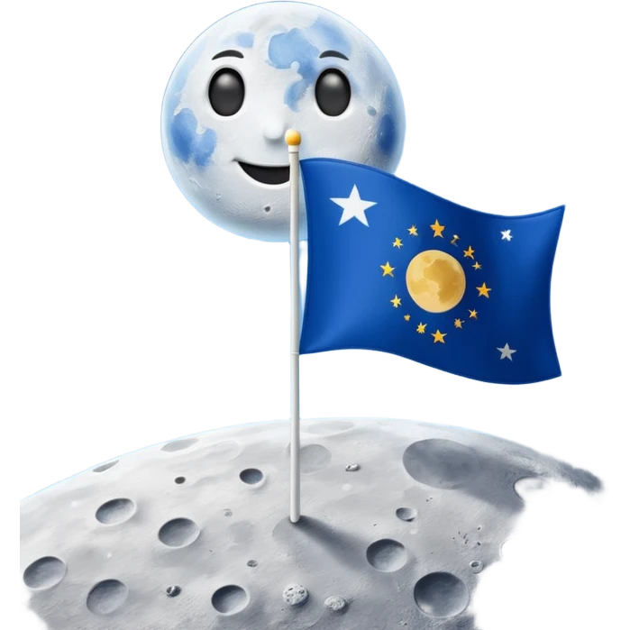флаг расположенный на луне на которой написано Majestic  emoji