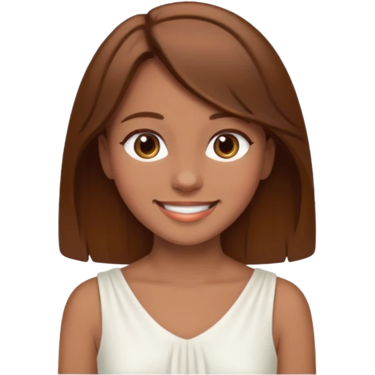 girl walking wearing a white dress, the hair color is brown emoji