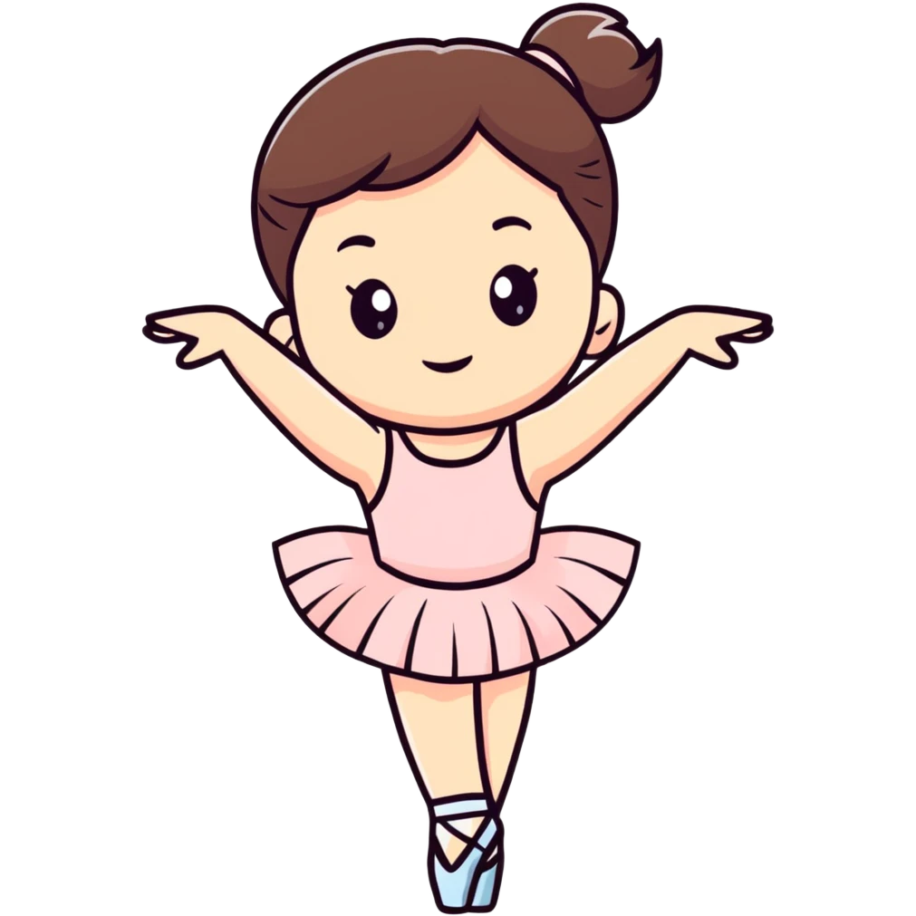 5 year old girl in ballet shoes, arms raised emoji