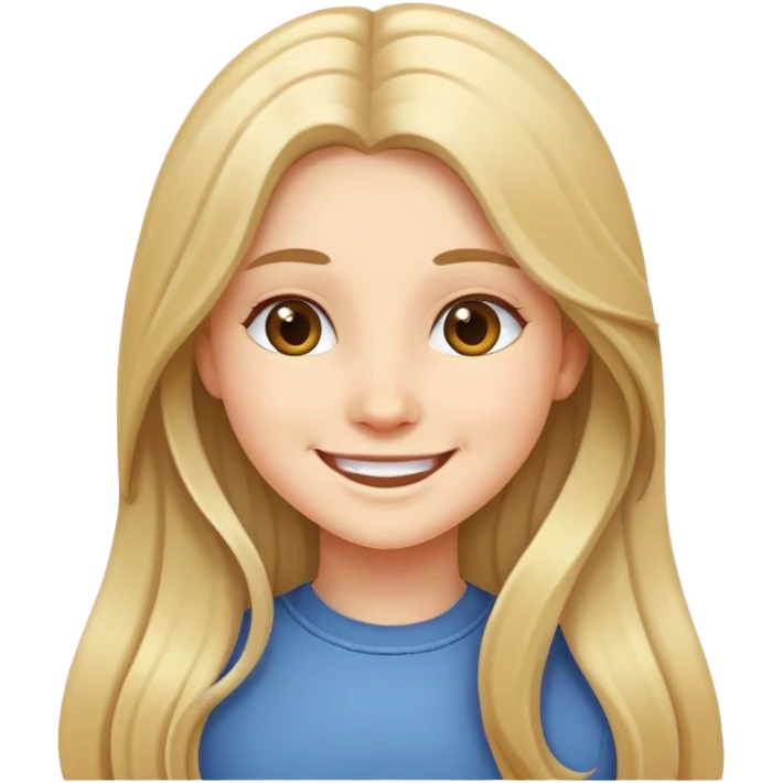دختر خندان با موی بلند emoji