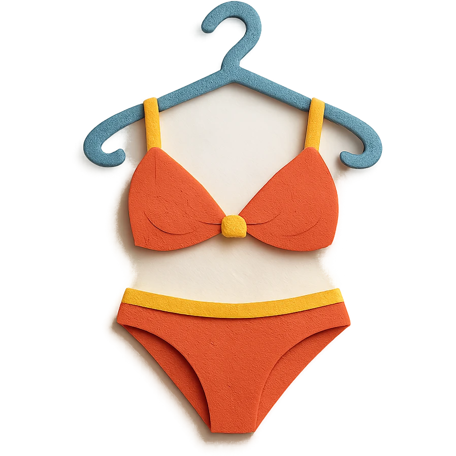 illustration of a bikini on a hanger in paper-craft style emoji