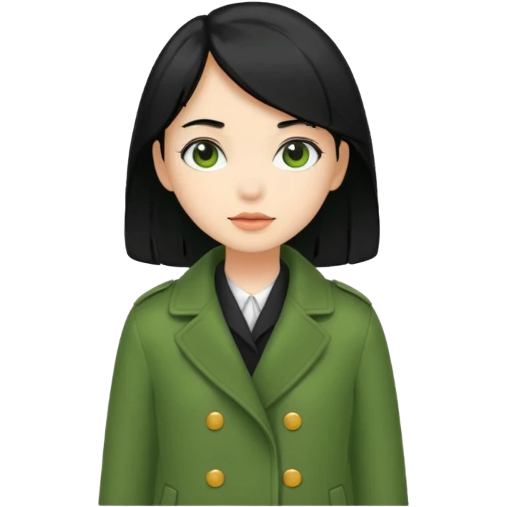 green coat black haired girl  emoji