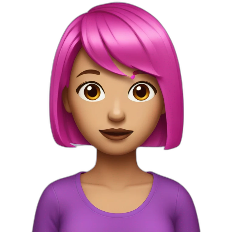girl, purple eyes, hot pink bob haircut emoji