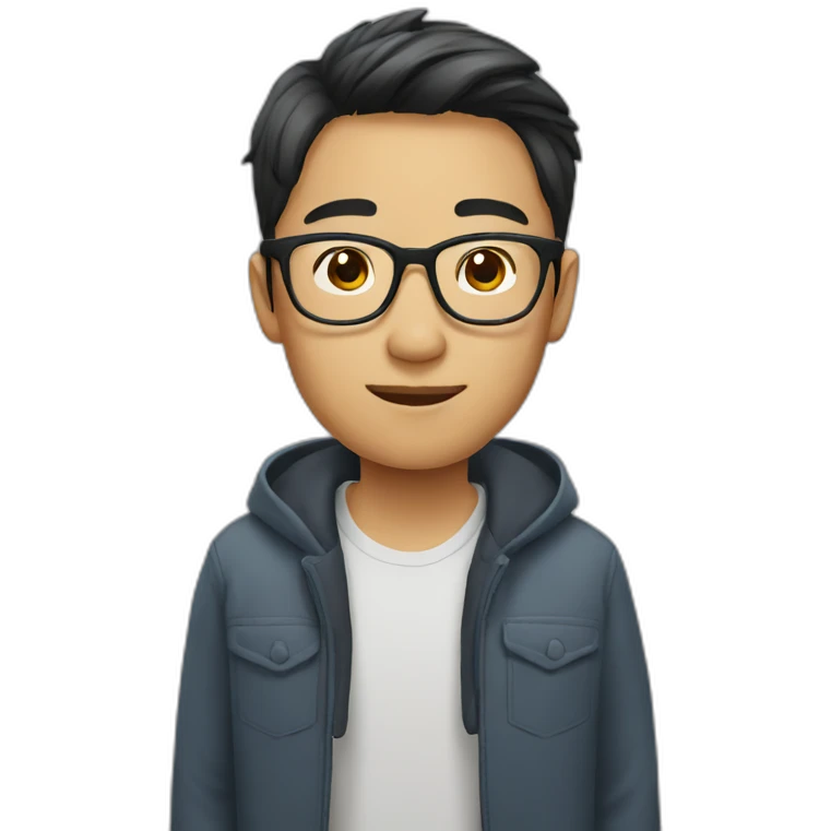 Young Asian man with glasses emoji