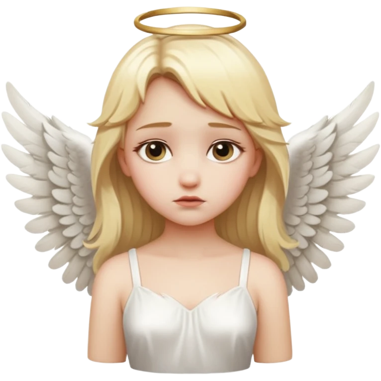 blonde girl angel, sad emoji