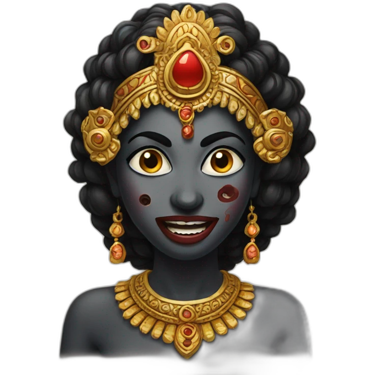 kali, Indian goddess, scary, tongue out, black skin emoji