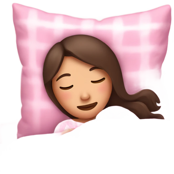 brunette girl sleeping in pink pajamas emoji