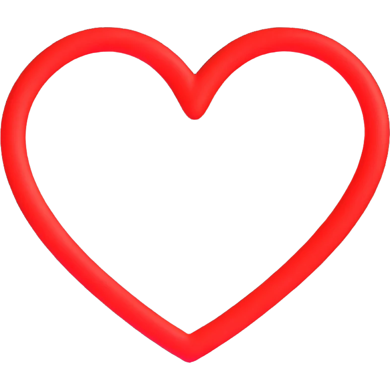 3D emoji style red heart with glowing neon outline emoji