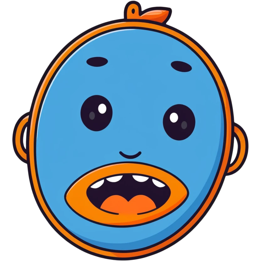 blue face with a silly, goofy expression emoji