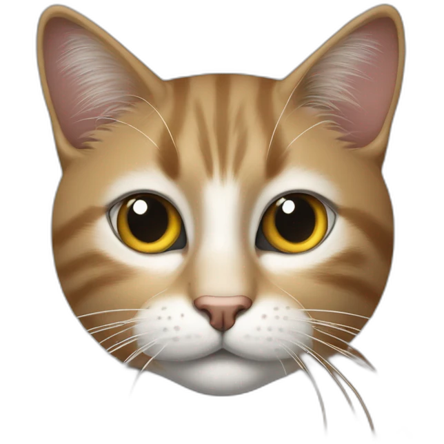 El gato tiene la mitad izquierda de su cara negra, la mitad derecha blanca y una mancha negra debajo de la nariz emoji