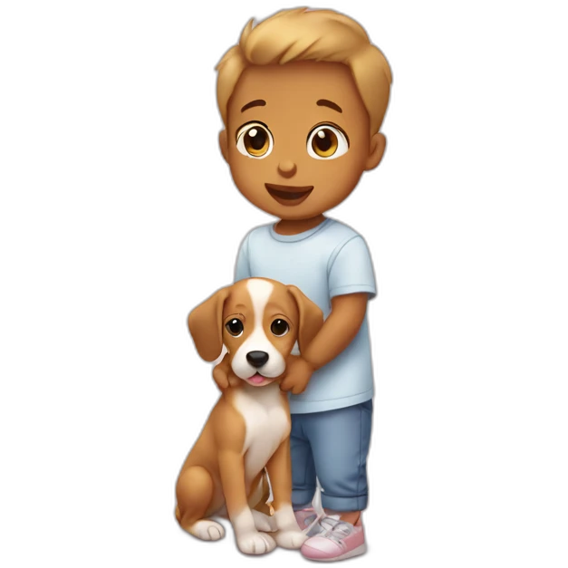 Human Baby with cute dog  emoji