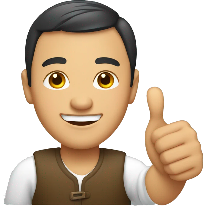Smiling Kyrgyz man showing thumbs up  emoji