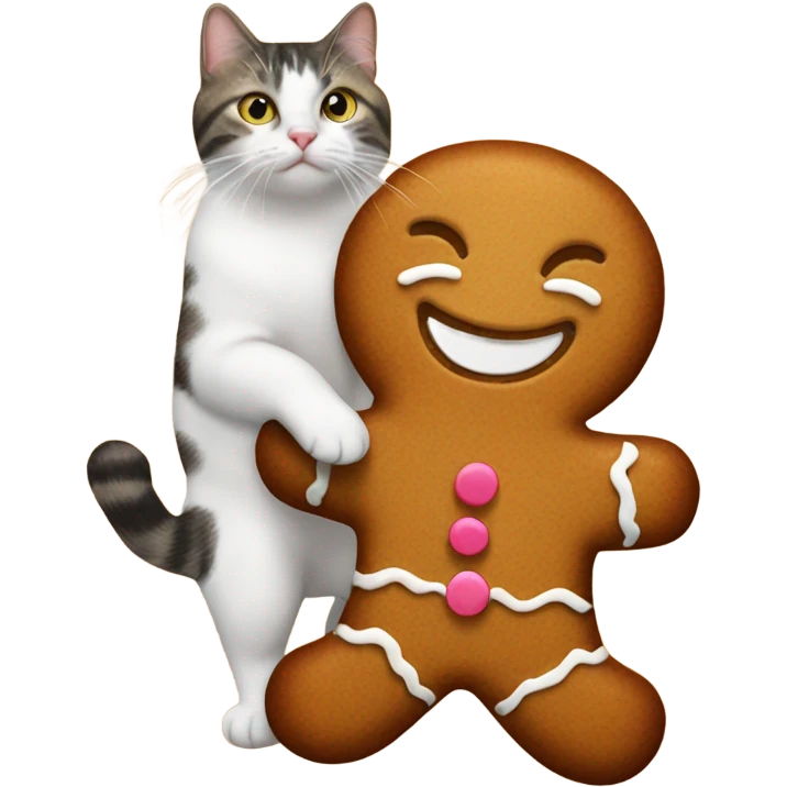 gingerbread man with a cat emoji