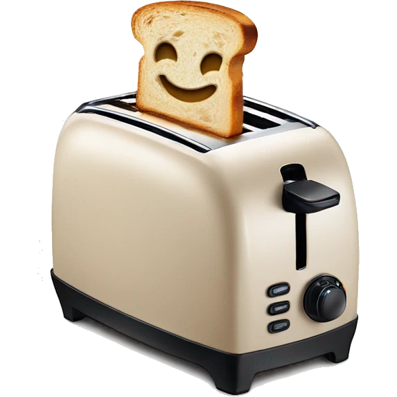 a toaster with golden brown toast excitedly popping up into the air emoji