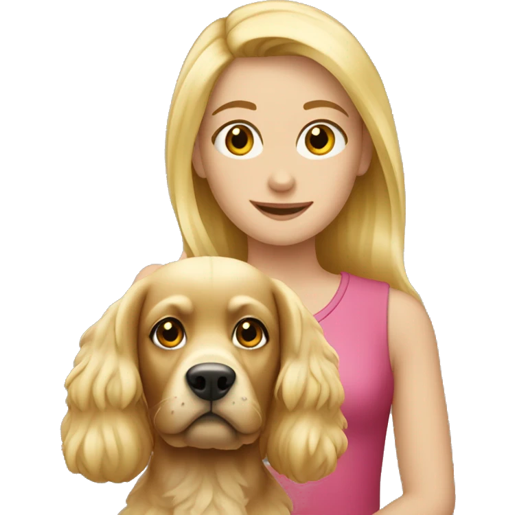 Blond girl with cockspanial dog  emoji